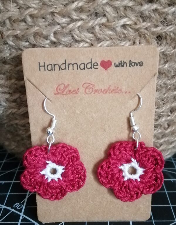 Boucles d'oreilles "FLEUR" au crochet fait main made in France Création laet-crochete