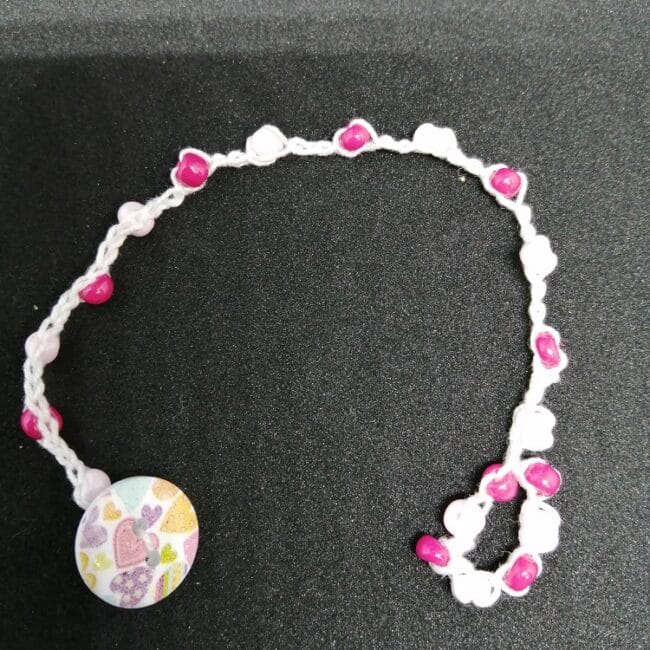 Bracelet chaine de cheville "SALOME" au crochet fait main made in France Création laet-crochete