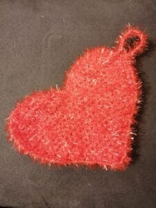 Eponge "COEUR" au crochet fait main made in France Création laet-crochete