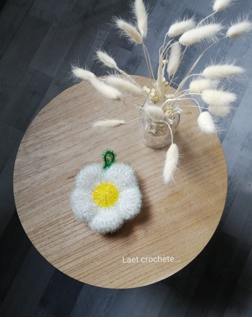 Eponge "FLEUR" au crochet fait main made in France Création laet-crochete