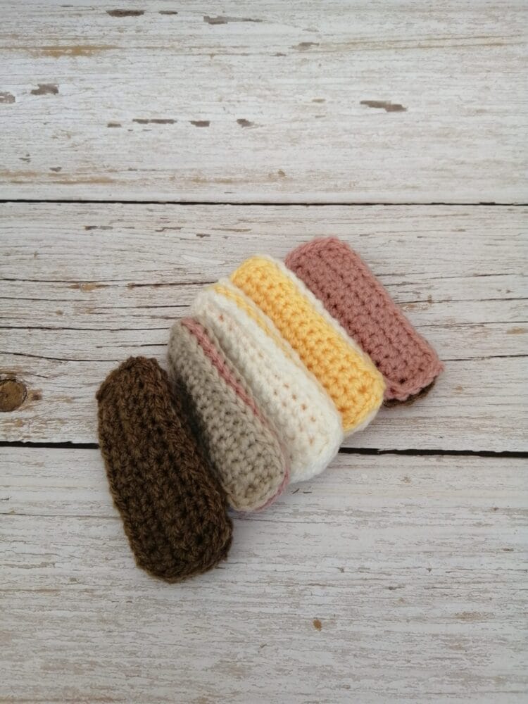 Gaufrettes longues au crochet idée Cadeau jouet enfant dinette fait main made in France Création laet-crochete