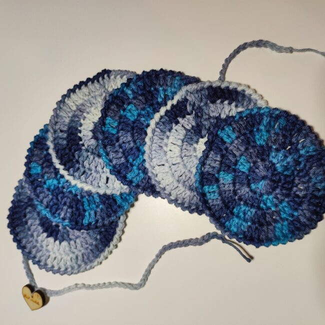 Cotons démaquillants "LOUIS" print au crochet fait main made in France Création laet-crochete