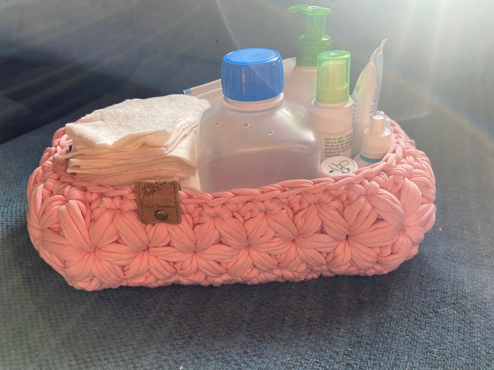 Panière "INES" au crochet décoration rangement fait main made in France Création laet-crochete