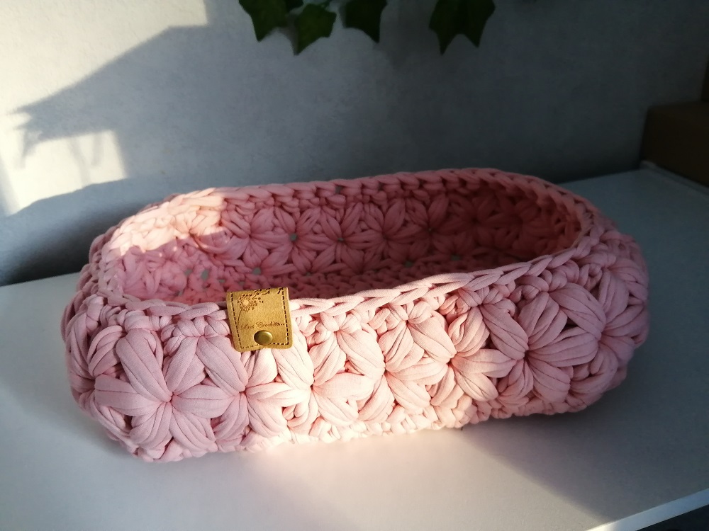 Panière "INES" au crochet décoration rangement fait main made in France Création laet-crochete