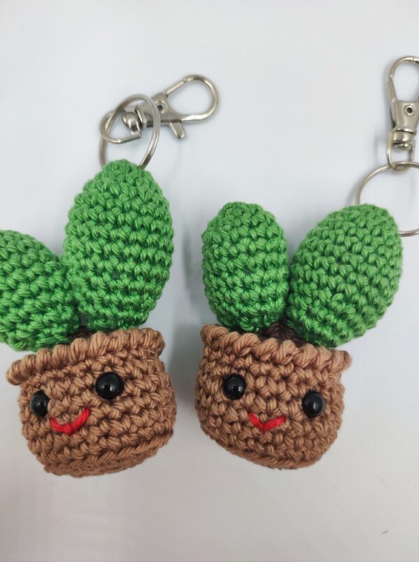 Porte-clés CACTUS POT Laet-crochete fait main fabriqué en France