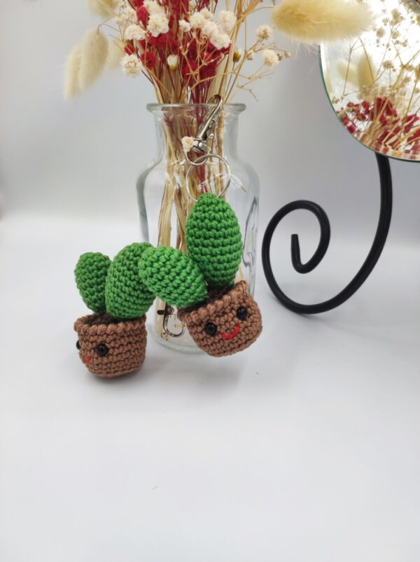 Porte-clés CACTUS POT Laet-crochete fait main fabriqué en France