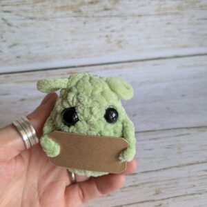 P’tit truc en p’luche vert pastel – peluche crochet personnalisée